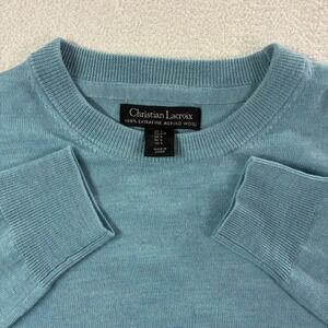 Christian Lacroix Extra Fine Merino Wool Sweater Mens L Teal Crewneck Luxury NWT
